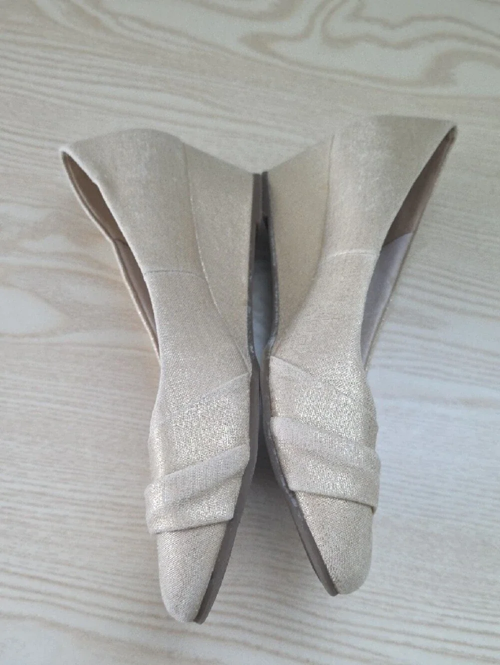 Coach and Four Shimmery Gold Ballet Flats
